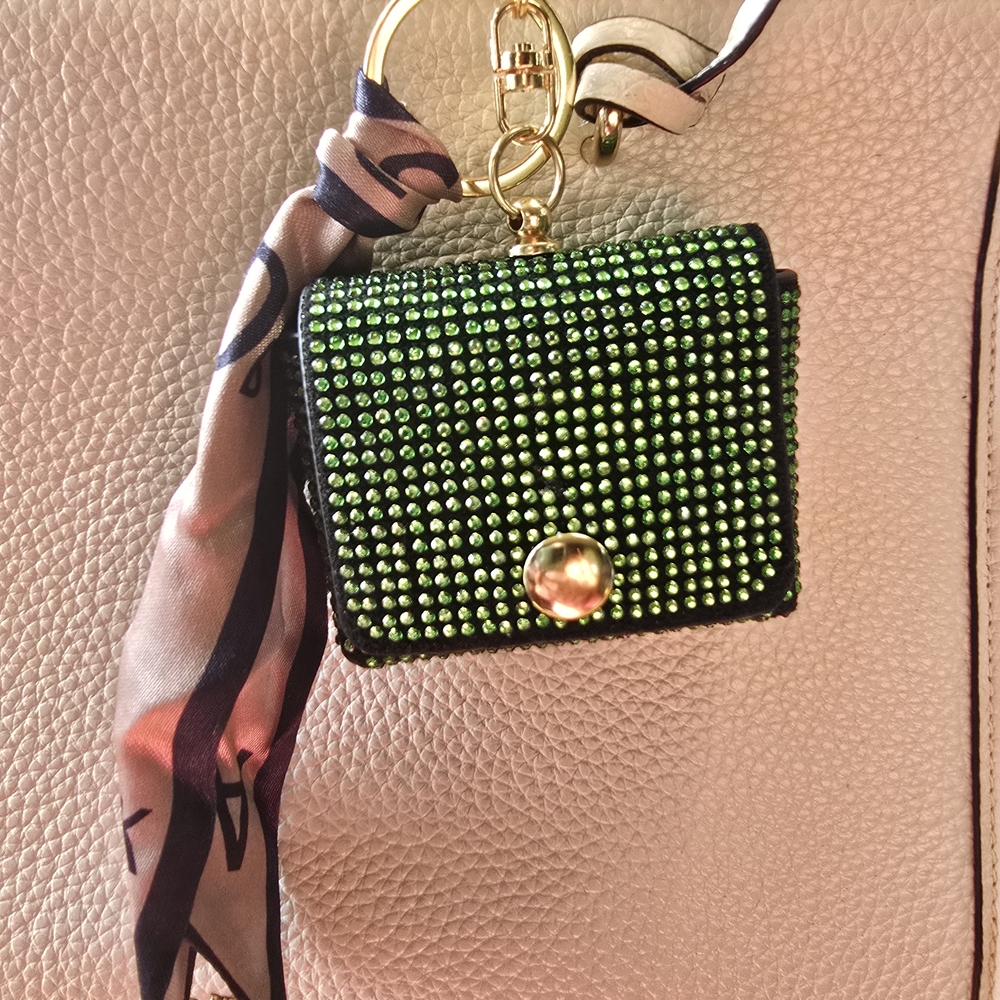 Green Rhinestone Keychain Pouch nip